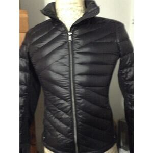 Calvin Klein Puffer Jacket Womens S Black Lightwieght Premium Down Thumbholes